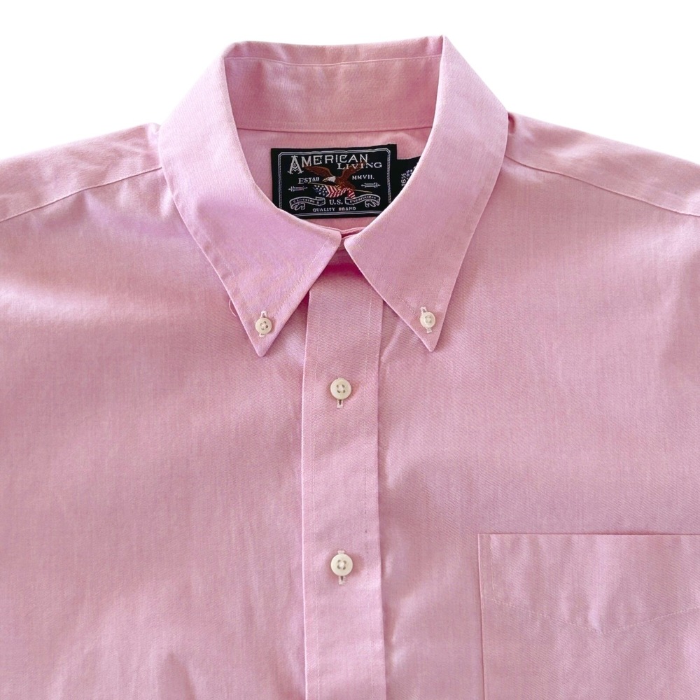 American Living Oxford Shirt Mens 16.5 34/35 Pink Solid‎ Cotton Button Down Prep